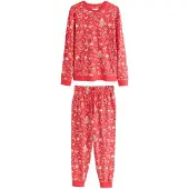 Next Pyjama long 'Christmas' beige / rouge