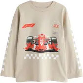 Next T-Shirt 'F1' beige / rouge / noir / blanc