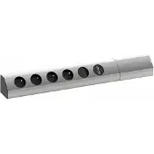 Bachmann 2.00m Bâti de prises avec interrupteur argent 4 923.012 - Bâti de prises Unité de distribution de courant (PDU) 4 sorties AC (923.012)