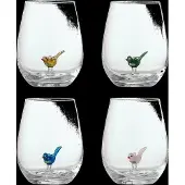 Bloomingville Ensemble de 4 verres à boire Misa à motif oiseaux
