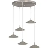 Masterlight Lampe suspendue à 5 lumières Ceppo nickel Ø rond 22cm
