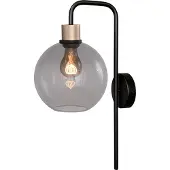 Masterlight Lampe murale Lazise Noir avec verre fumé doré