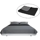vidaXL BETSPREAD DOPLET -SANDET 220X240 CM Quilt Grau und Schwarz