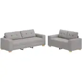 vidaXL Canapé 2 pcs Gris lin mélangé