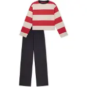 Schiesser Pyjama beige / bleu foncé / rouge