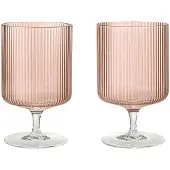 Ferm Living Ripple Verres à vin - Lot de 2 Blush