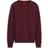 HUGO Sweat en coton mélangé à badge logoté revisité