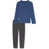 Schiesser Pyjama long ' 95/5 Nightwear ' bleu / gris chiné