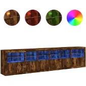 vidaXL Sideboard avec lampes LED chêne fumé 283x37x67 cm