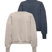 ONLY Sweat-shirt 'ONLBrooke' bleu marine / gris clair