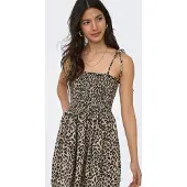ONLY Robe d’été 'ONLEmmia' beige / noisette / noir