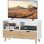 HOMCOM Meuble TV de 99 cm de long avec 2 étagères et un tiroir, blanc