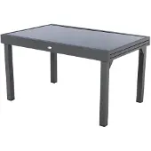 Hespéride Table Extensible Rectangulaire En Verre Piazza 6/10 Places Gris Anthracite -