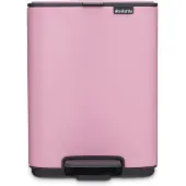 Brabantia Bo, 4 litres, rectangulaire, acier, rose, avec pédale, fabriqué en Belgique
