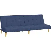 vidaXL Canapé-lit à 2 places bleu tissu