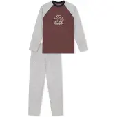 Schiesser Pyjama ' Nightwear ' brun foncé / gris chiné