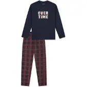Schiesser Pyjama ' Nightwear ' bleu nuit / rouge rouille