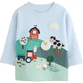 Next T-Shirt bleu clair / vert pastel / noir