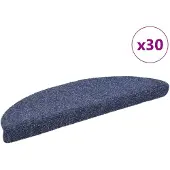 vidaXL Tapis d'escalier autocollants 30 pièces 56 x 17 x 3 cm Bleu Demi-rond