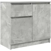 vidaXL Sideboard avec tiroir gris béton 71x35x65 cm Bois composite