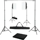 vidaXL Kit de studio photo avec boîtes à lumière et toile de fond