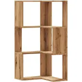 vidaXL Bibliothèque d'angle 3 niveaux chêne artisanal bois ingénierie