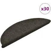 vidaXL Tapis d'escalier autocollants 30 pièces 56 x 17 x 3 cm Anthracite Demi-rond