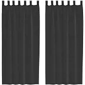vidaXL Voile Rideaux avec poches à tringles 2 pcs. noir