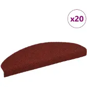 vidaXL Tapis d'escalier autocollants 20 pièces 65 x 21 x 4 cm Bordeaux Rouge Demi-rond Grand