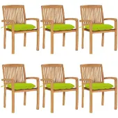 vidaXL Chaises de jardin empilables avec coussins 6 pcs. Bois massif teck