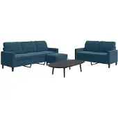 vidaXL Ensemble de canapés 3 pièces avec coussins bleu velours