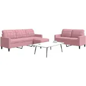 vidaXL Ensemble de canapés 3 pièces avec coussins Rose velours