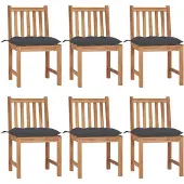 vidaXL Chaises de jardin 6 pcs. avec coussins teck massif