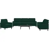 vidaXL Ensemble de canapés 3 pièces avec coussins vert foncé velours