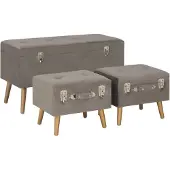 vidaXL Tabourets de rangement lot de 3 Gris Velours