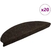 vidaXL Tapis d'escalier autocollants 20 pièces 65 x 21 x 4 cm Marron foncé Demi-rond Grand