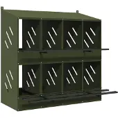 vidaXL Nichoir pour poules avec 8 compartiments Vert olive Métal