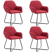 vidaXL Chaise de salle à manger 4 pcs. Tissu rouge vin