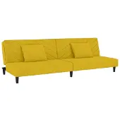 vidaXL Canapé-lit à 2 places avec deux oreillers Jaune Velours