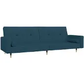 vidaXL Canapé-lit 2 places avec 2 coussins Bleu velours