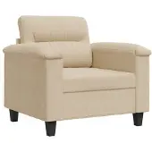 vidaXL Fauteuil Crème 60 cm Tissu microfibre