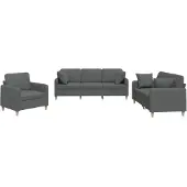 vidaXL Ensemble de canapés 3 pièces avec coussins Tissu gris foncé
