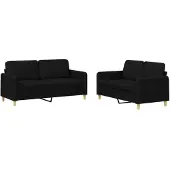 vidaXL Ensemble de canapés 2 pièces avec coussins Tissu noir