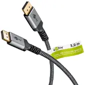 Goobay DisplayPort - DisplayPort (3 m), Câble vidéo, Noir, Gris
