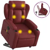 vidaXL Fauteuil de massage avec releveur vin rouge similicuir