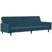 vidaXL Canapé-lit à 2 places Bleu Velours