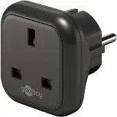 Goobay - Adaptateur pour prise d'alimentation - power CEE 7/7 (M) pour BS 1363 (F) - 250 V - 13 A - noir