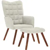 vidaXL Fauteuil relax avec pouf Crème Velours