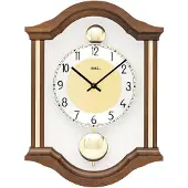 AMS 7447/1 Horloge murale quartz analogique pendule double bois couleur noyer