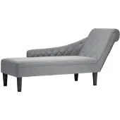 vidaXL Chaise longue avec coussin et accoudoir droit Tissu gris clair